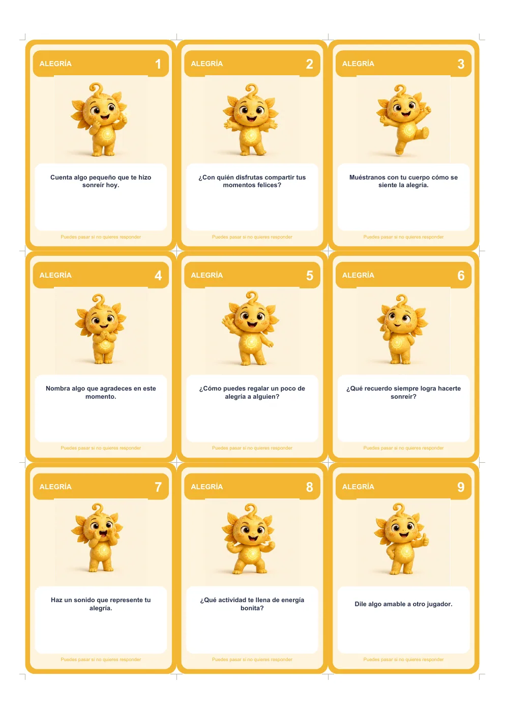 Cartas de UNA MENTE listas para imprimir